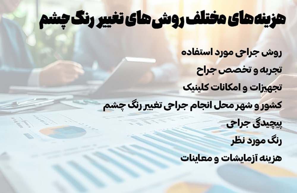 هزینه‌های مختلف روش‌های تغییر رنگ چشم