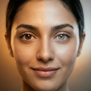 تغییر رنگ دائمی چشم از قهوه‌ای به طوسی خاکستری — نتیجه واقعی کراتوپیگمنتیشن در کلینیک رویال آی کالر با نورپردازی مقایسه‌ای